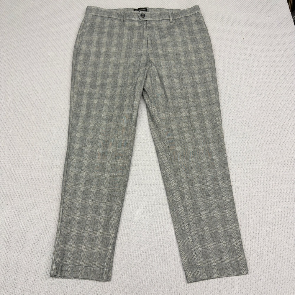 Banana Republic Pants Mens 36x32 Plaid Monochrome Slim Taper Cotton Blend Preppy
